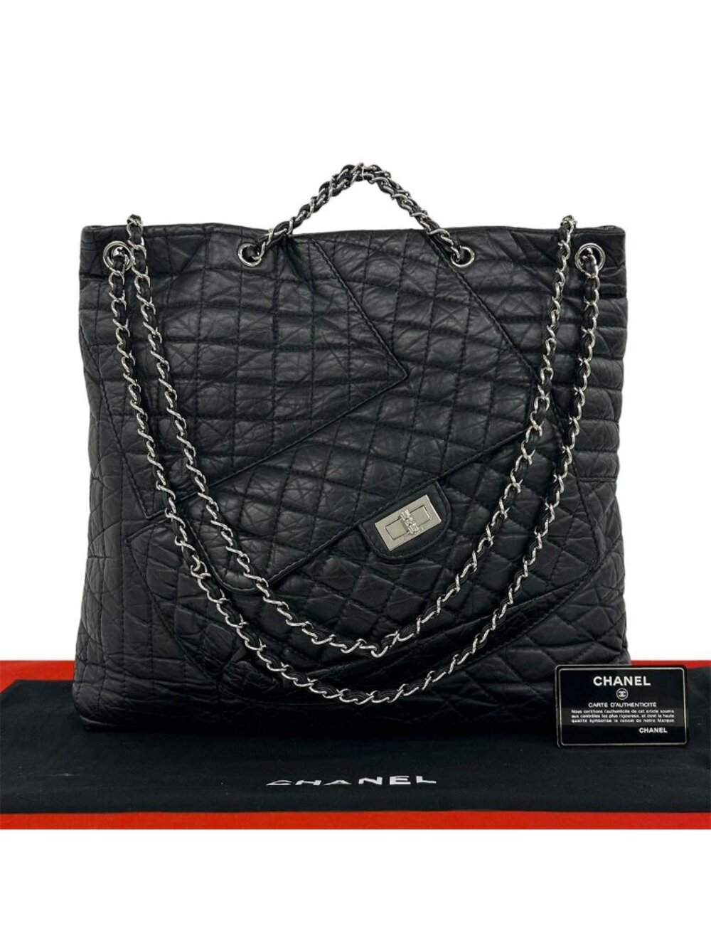 Chanel 2.55 Quilted Leather Shoulder Bag Black